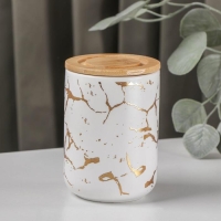 Банка для хранения сыпучих продуктов Gold, 350 мл, 8×12 см, керамическая, цвет белый Банка для хранения сыпучих продуктов Gold, 350 мл, 8×12 см, керамическая, цвет белый