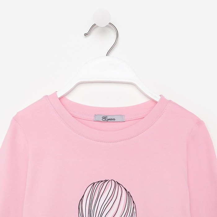 Лонгслив для девочки, цвет пудра, рост 146 см