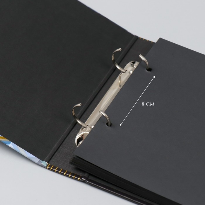 Фотоальбом 25 листов (наклейки+кольца) Фотоальбом 25 листов (наклейки+кольца) "Геометрия" тиснение золото 19х27х3 см