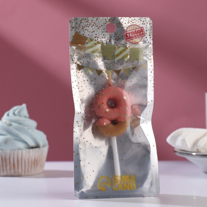 Свеча в торт "Клубничная глазурь", цифра "9", розовая, 3,8 см