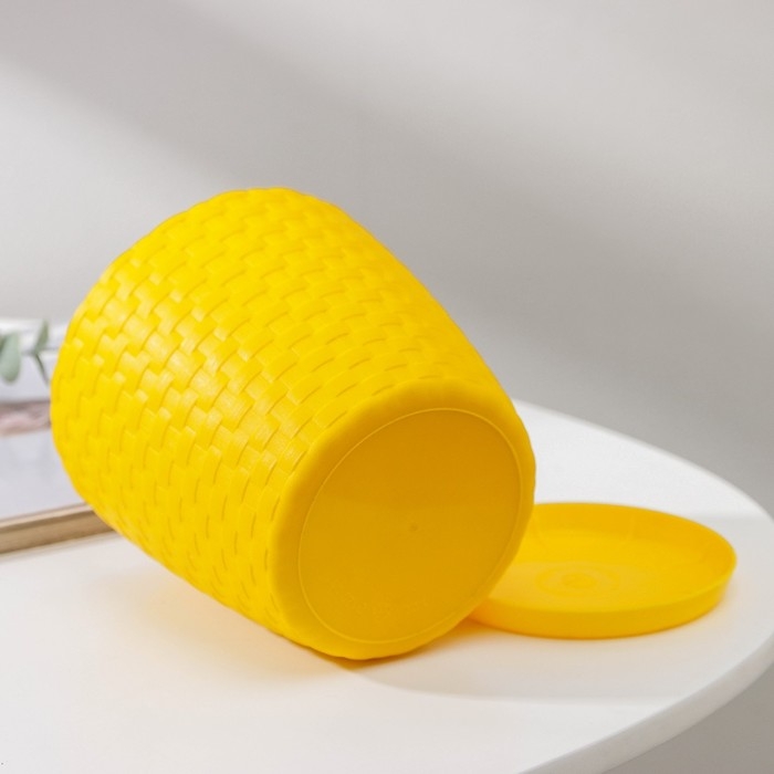 Горшок для цветов с поддоном &laquo;Ротанг&raquo;, 1,2 л, цвет жёлтый