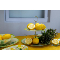 Этажёрка - фруктовница круглая Доляна &laquo;Дольче&raquo;, 2 яруса, d=25/20 см, стекло, цвет жёлтый