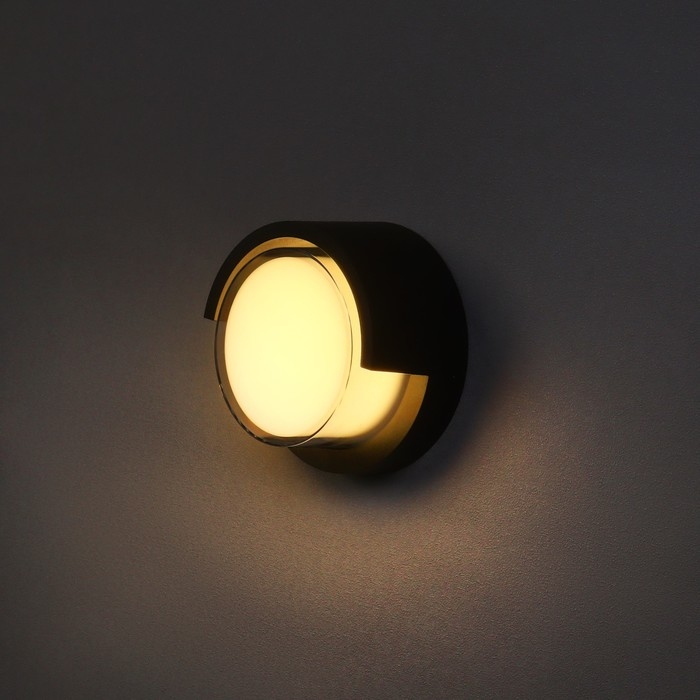 Светильник фасадный &laquo;Сити&raquo;, FSD-048, 10 Вт, 3000К, круг, IP65, 220 В, пластик, черный