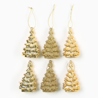 Ёлочные игрушки новогодние «Новый год: Ёлочки», цвет золотой Ёлочные игрушки новогодние «Новый год: Ёлочки», цвет золотой