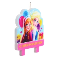 Свеча в торт "С Днем Рождения!", 3-д печать, Холодное сердце, 8&times;8 см