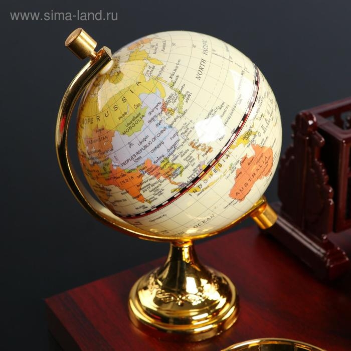 Набор настольный 6в1с визитницей и часами, вишня Набор настольный 6в1с визитницей и часами, вишня