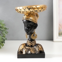 Сувенир полистоун подставка "Африканка в золотом уборе, с серьгами в ушах" 25х15х15 см Сувенир полистоун подставка "Африканка в золотом уборе, с серьгами в ушах" 25х15х15 см