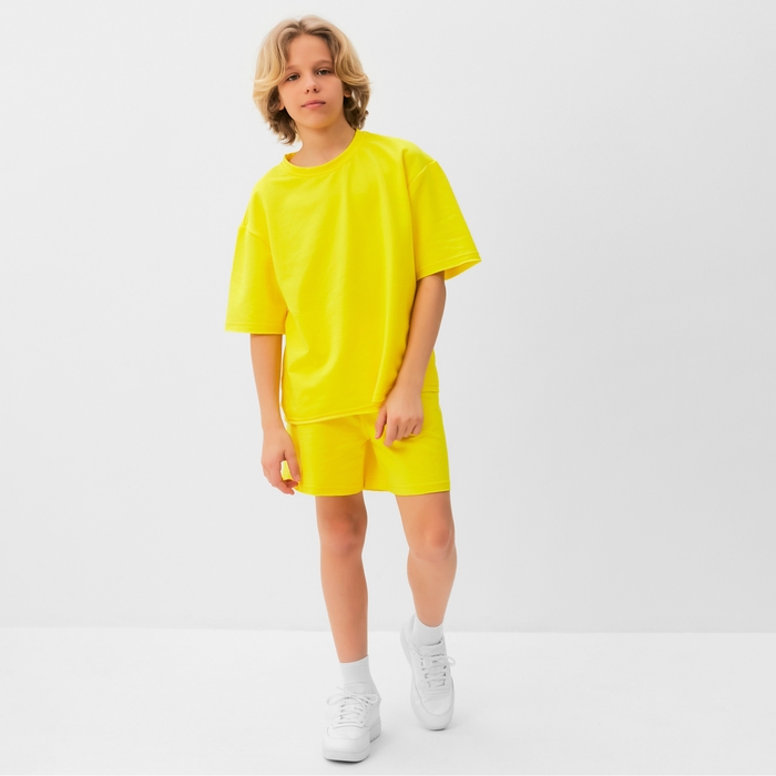 Костюм детский (футболка, шорты) MINAKU: Casual Collection цвет жёлтый, рост 104 см