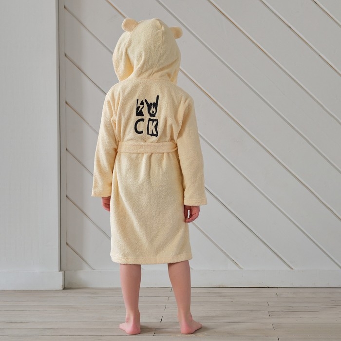 Халат махровый детский Халат махровый детский "Rock" р-р 34 (122-128 см), бежевый