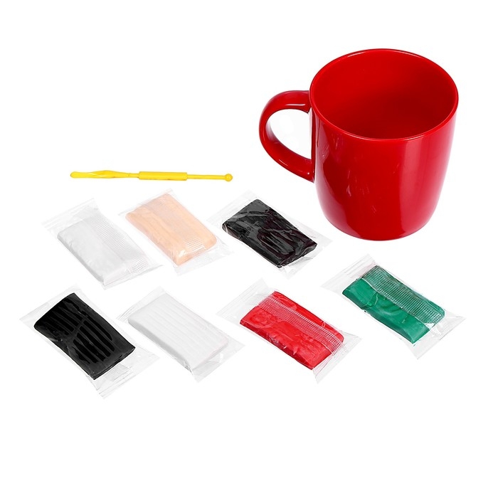 Декор кружки полимерной глиной на новый год &laquo;Пингвин, олень и снеговик&raquo;, 300 мл, новогодний набор для творчества