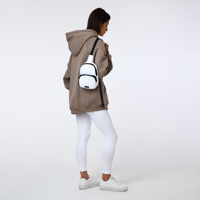 Сумка-слинг на молнии TEXTURA, наружный карман, цвет белый