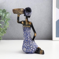 Сувенир полистоун "Африканка Амади" синее платье с узорами МИКС 19х11х7,7 см
