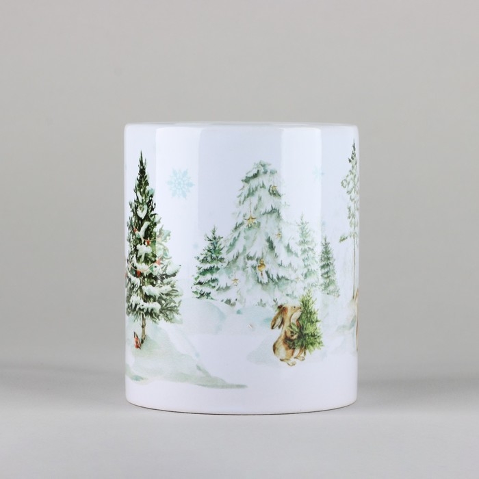 Кружка новогодняя керамическая «Новогодний лес», 320 мл, цвет белый Кружка новогодняя керамическая «Новогодний лес», 320 мл, цвет белый