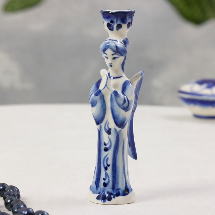 Сувенир &laquo;Ангел подсвечник&raquo;, малый, 13х2,5 см, гжель