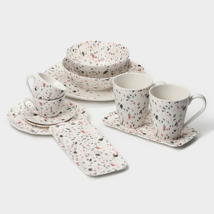 Набор блюд фарфоровых сервировочных Magistro Terazzo, 22×10,4 см Набор блюд фарфоровых сервировочных Magistro Terazzo, 22×10,4 см