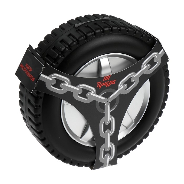 Набор инструментов ТУНДРА, подарочный пластиковый кейс "Колесо", 24 предмета