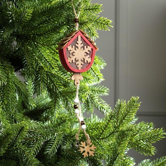 Ёлочная игрушка &laquo;Домик со снежинкой&raquo;, от батареек, свечение тёплое белое