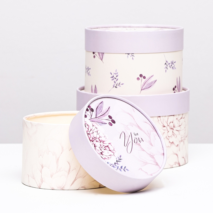 Набор шляпных коробок 3 в 1 Набор шляпных коробок 3 в 1 "For You" , завальцованная, 16 х 10, 14 х 9, 13 х 8,5 см