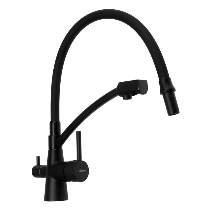 Cмеситель для кухни Accoona A5179FF-13, однорычажный, с выходом для питьевой воды, черный
