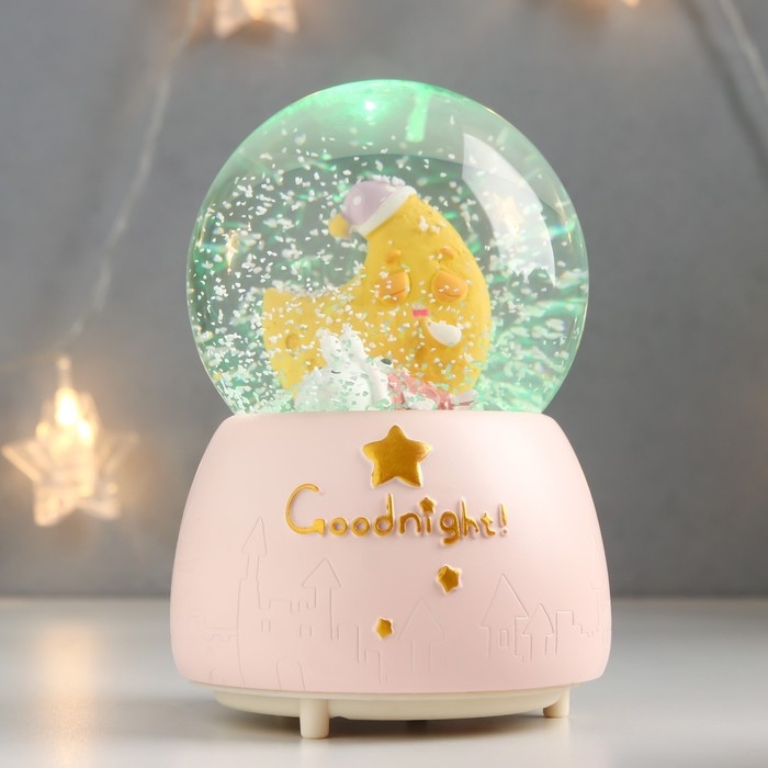 Сувенир полистоун водяной шар свет, музыка "Пёсик спит у месяца" 13х8х8 см