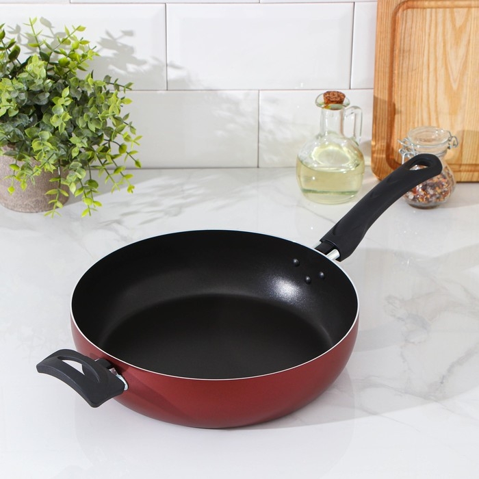 Сковорода Доляна Promo, d=26 см, пластиковая ручка, антипригарное покрытие, цвет бордовый Сковорода Доляна Promo, d=26 см, пластиковая ручка, антипригарное покрытие, цвет бордовый