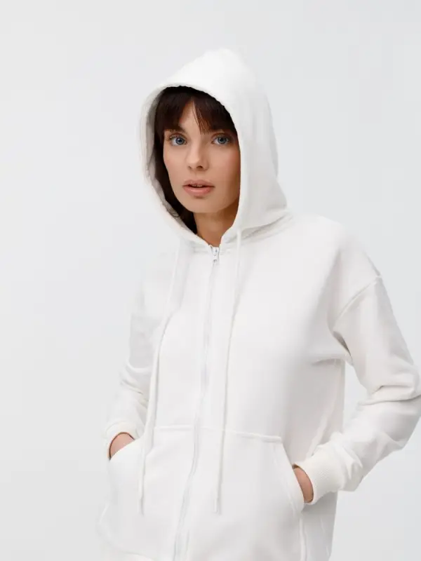 Толстовка унисекс оверсайз на молнии Zippy Terry, белая, размер XS/S