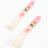 Набор бамбуковой посуды &laquo;Бабочка&raquo;, 5 предметов: тарелка, миска, стакан, вилка, ложка