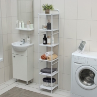 Стеллаж напольный шестиярусный, 29×29×158,5 см, цвет белый Стеллаж напольный шестиярусный, 29×29×158,5 см, цвет белый