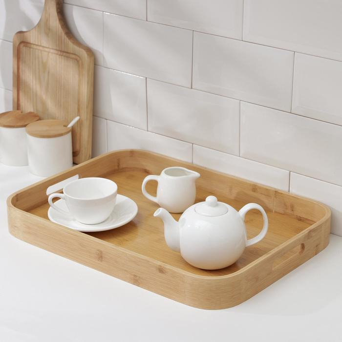 Поднос с ручками Доляна Striata, 46&times;33&times;4,5 см, бамбук