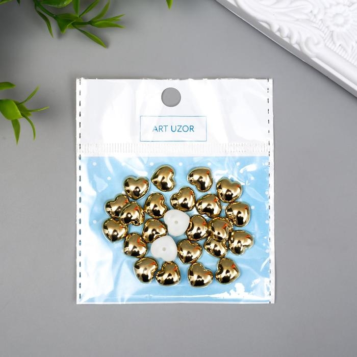 Декор для творчества пластик Декор для творчества пластик "Сердца" золото набор 30 шт 1х1 см