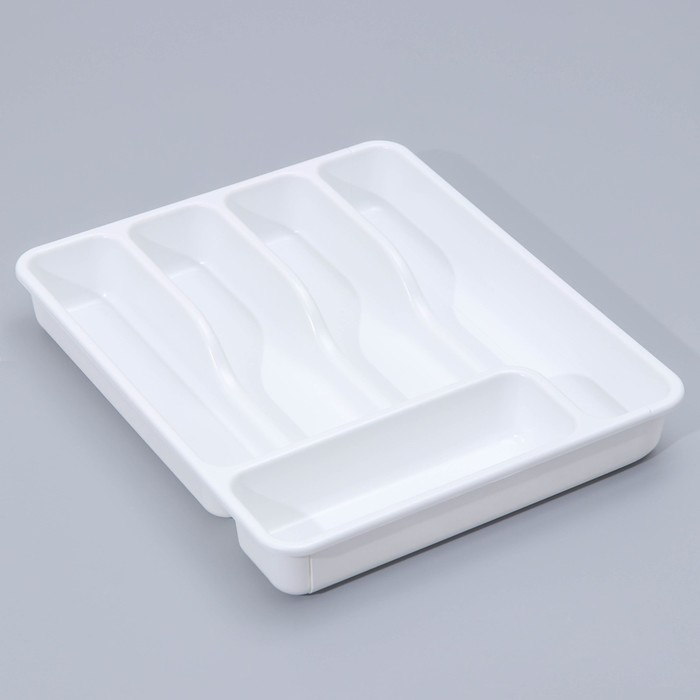 Лоток для столовых приборов раздвижной, цвет белый Лоток для столовых приборов раздвижной, цвет белый