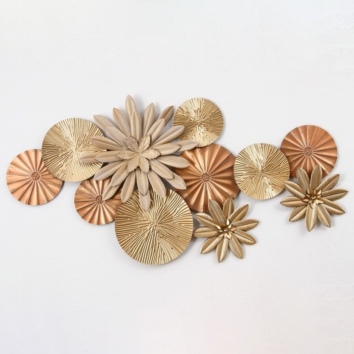 Декор настенный металл "Цветы в пустыне" золото 120х7х60 см