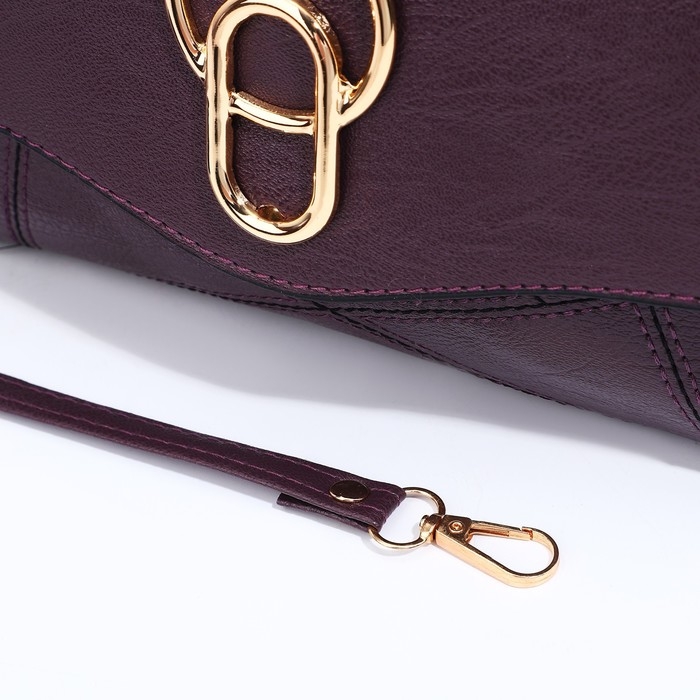 Сумка-клатч на магните, длинный ремень, цвет фиолетовый
