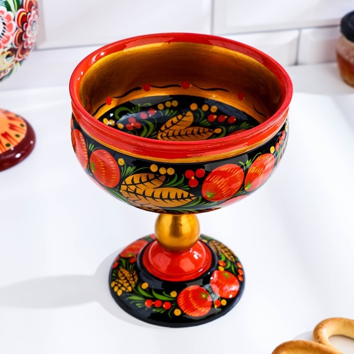 Фруктовница на ножке &laquo;Хохлома&raquo;