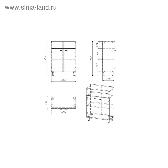 Комод для ванной комнаты "Вега 6002" белый, 60 х 30,3 х 85,4 см