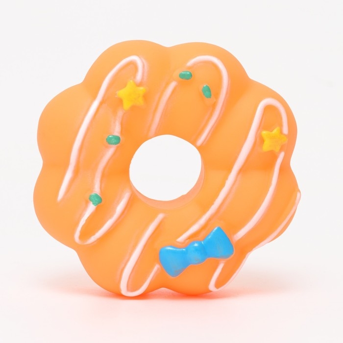 Игрушка пищащая "Пончик" для собак, 8,5 см, оранжевая