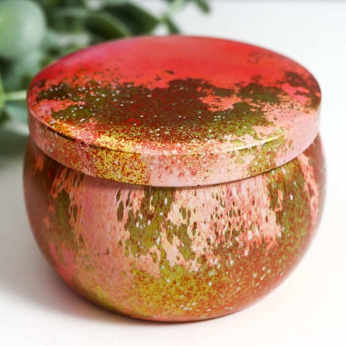 Шкатулка металл круглая Шкатулка металл круглая "Цветной мрамор с золотыми трещинками" МИКС 5х7х7 см