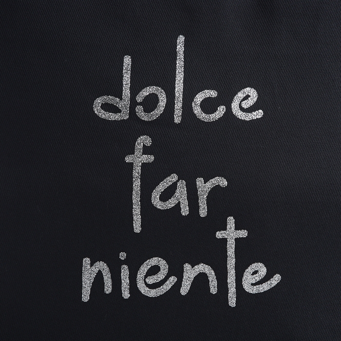 Шопер "Сладкое безделье", 35х0,5х40, принт с блёстками, без подклада, чёрный