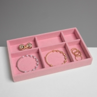 Подставка для украшения 6 ячеек, флок, 21×12,3×2,5 см, цвет розовый Подставка для украшения 6 ячеек, флок, 21×12,3×2,5 см, цвет розовый