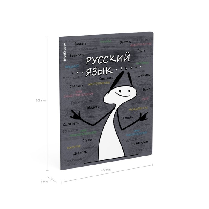 Тетрадь предметная РУССКИЙ ЯЗЫК, 48 листов в линейку, ErichKrause Тетрадь предметная РУССКИЙ ЯЗЫК, 48 листов в линейку, ErichKrause "Чубрик", пластиковая обложка, шелкография, блок офсет 100% белизна, инфо-блок
