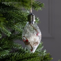 Ёлочный шар &laquo;Снежные нити&raquo;, батарейки, 5 LED, свечение тёплое белое