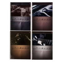 Тетрадь для нот А4, 50 листов, на гребне, обложка мелованный картон, глянцевая ламинация, вертикальная, блок 70 г/м2, МИКС Тетрадь для нот А4, 50 листов, на гребне, обложка мелованный картон, глянцевая ламинация, вертикальная, блок 70 г/м2, МИКС