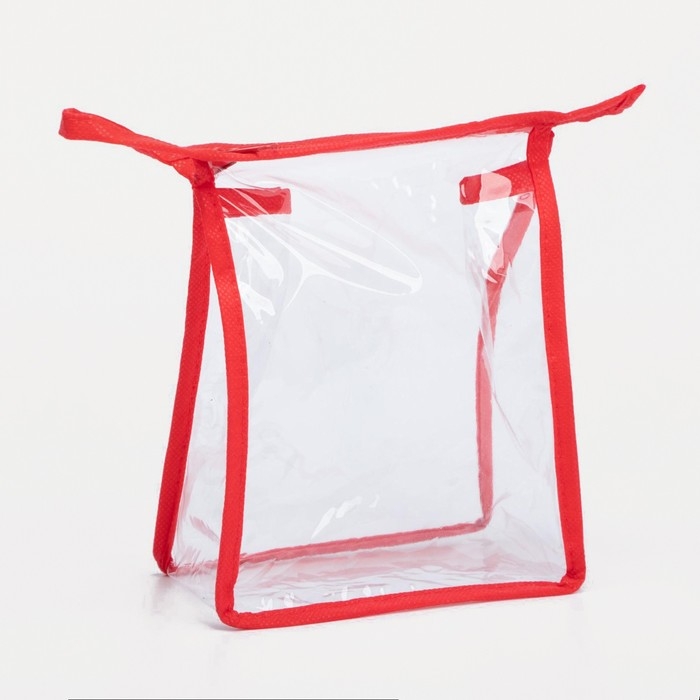 Косметичка на молнии, цвет красный/прозрачный