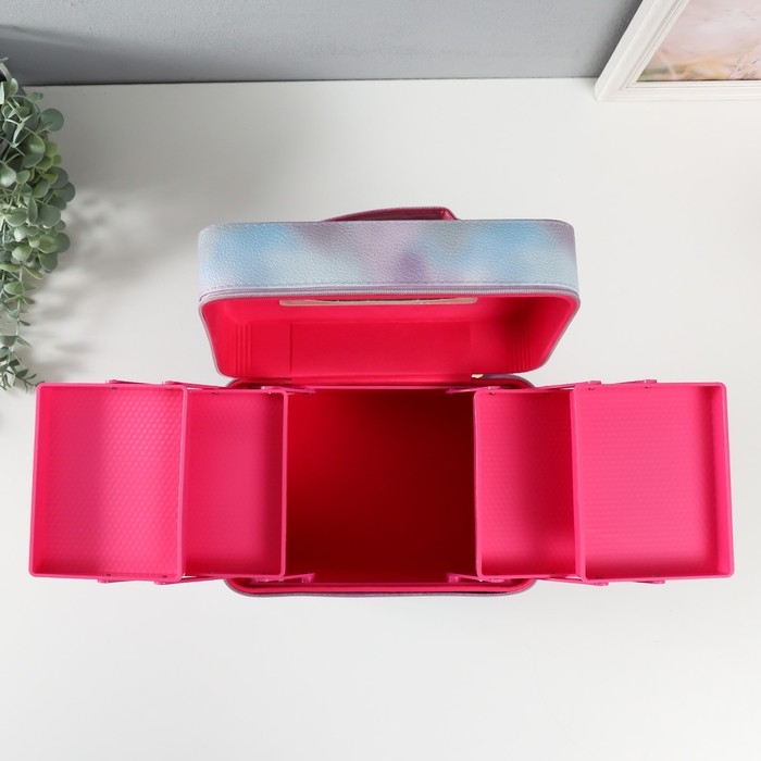 Шкатулка кожзам с зеркалом "Этажи. Сиреневый туман" 27х18х24 см