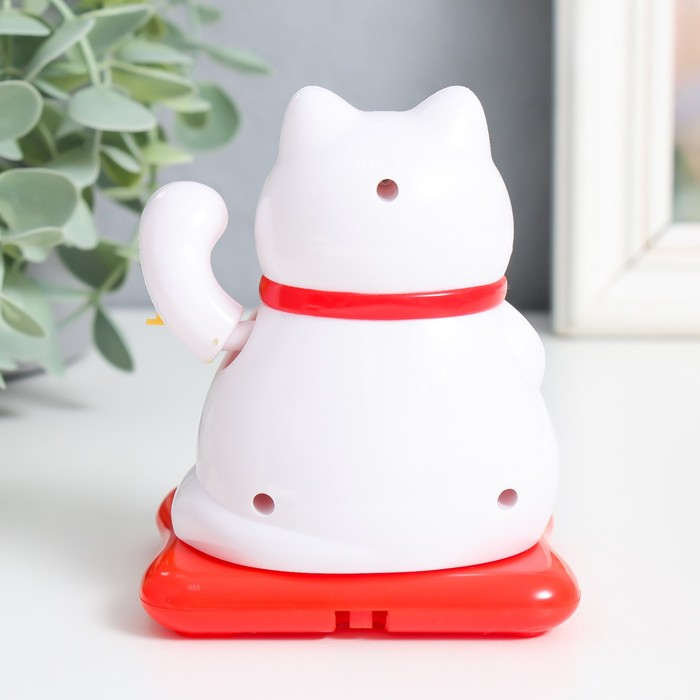 Маятник пластик от солнечной батареи "Кот манэки-нэко спящий" белый 9,5х10х9,5 см