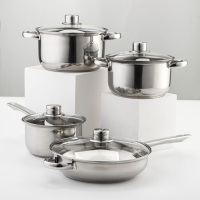 Набор посуды из нержавеющей стали Доляна «Классика», 8 предметов: ковш 1,5 л, 2 кастрюли 2/3 л, сковорода d=24 см, крышки, стенки 0,3 мм, дно 5 мм Набор посуды из нержавеющей стали Доляна «Классика», 8 предметов: ковш 1,5 л, 2 кастрюли 2/3 л, сковорода d=24 см, крышки, стенки 0,3 мм, дно 5 мм