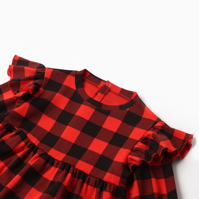 Платье детское с рюшами KAFTAN "Клеточка" р.28 (86-92)