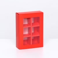 Коробка для 6 конфет, алый, 13,7 х 9,85 х 3,86 см. Кондитерская упаковка Коробка для 6 конфет, алый, 13,7 х 9,85 х 3,86 см. Кондитерская упаковка