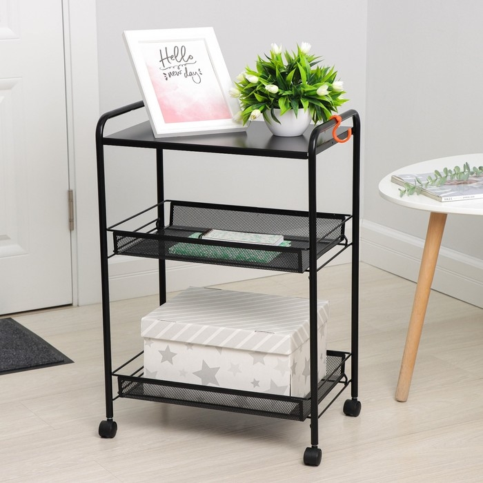 Этажерка &laquo;Ладья 33КС&raquo;, 3 яруса, 45&times;30&times;65 см, цвет чёрный