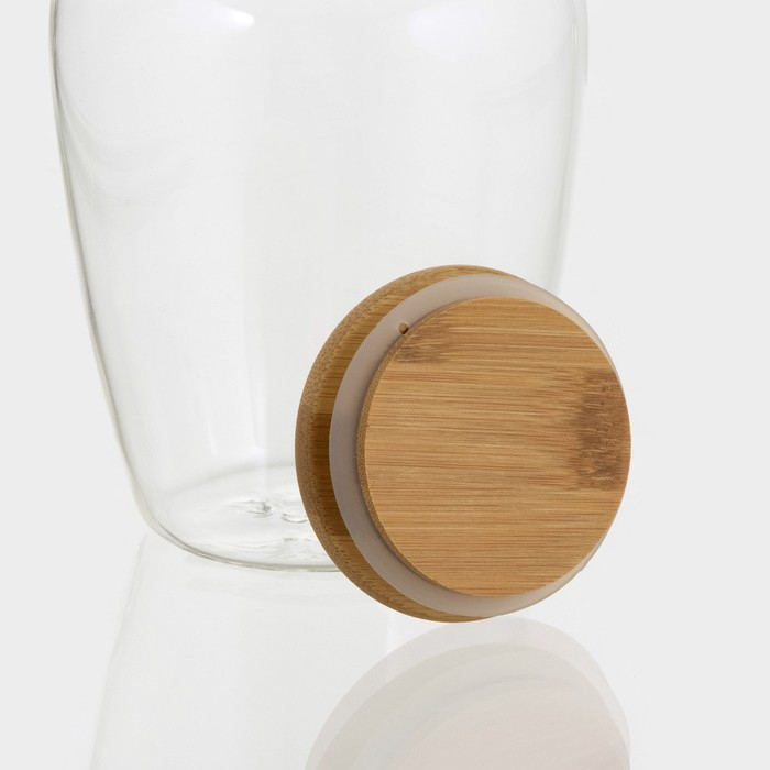 Банка стеклянная для хранения сыпучих продуктов &laquo;Эко. Кубышка&raquo;, 750 мл, 10,5&times;14,5 см, с бамбуковой крышкой